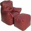 Burgundy Bean Bag Chair and Ottoman