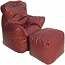 Burgundy Bean Bag Chair and Ottoman